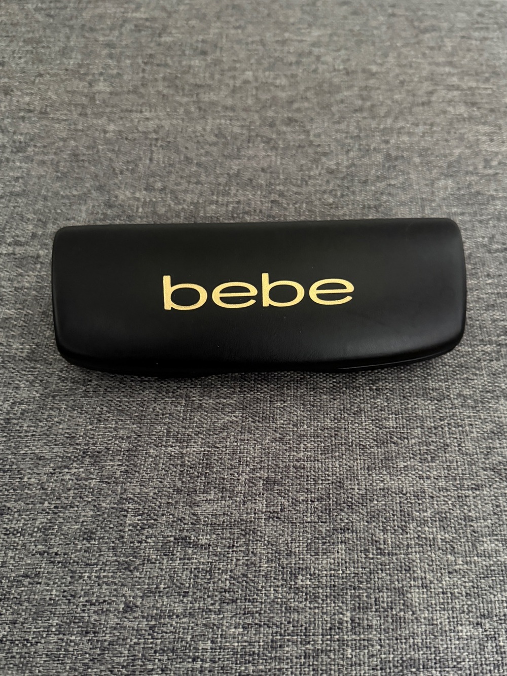 Bebe Black Small Glasses Hard Case Gold Logo Clam Shell Velvet Lining Travel